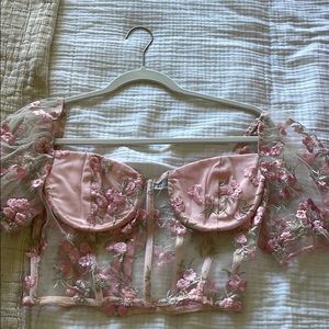 Flower and mesh crop top